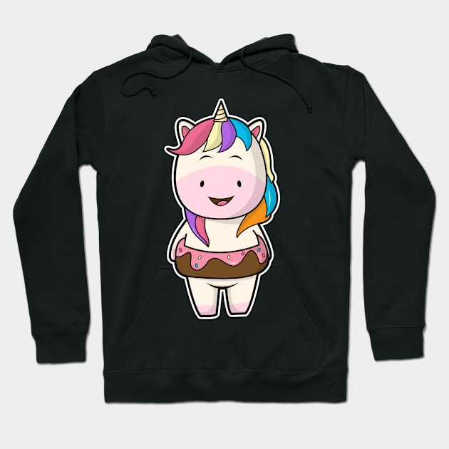 Unicorn with Chocolate donut Hoodie by Markus Schnabel